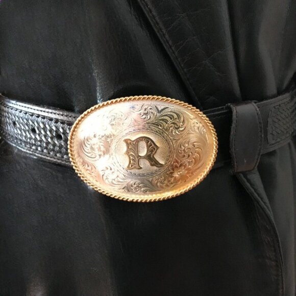 Montana Silversmiths Men's Buckle with Hand Tooled Custom Made Leather Belt - Picture 4 of 12